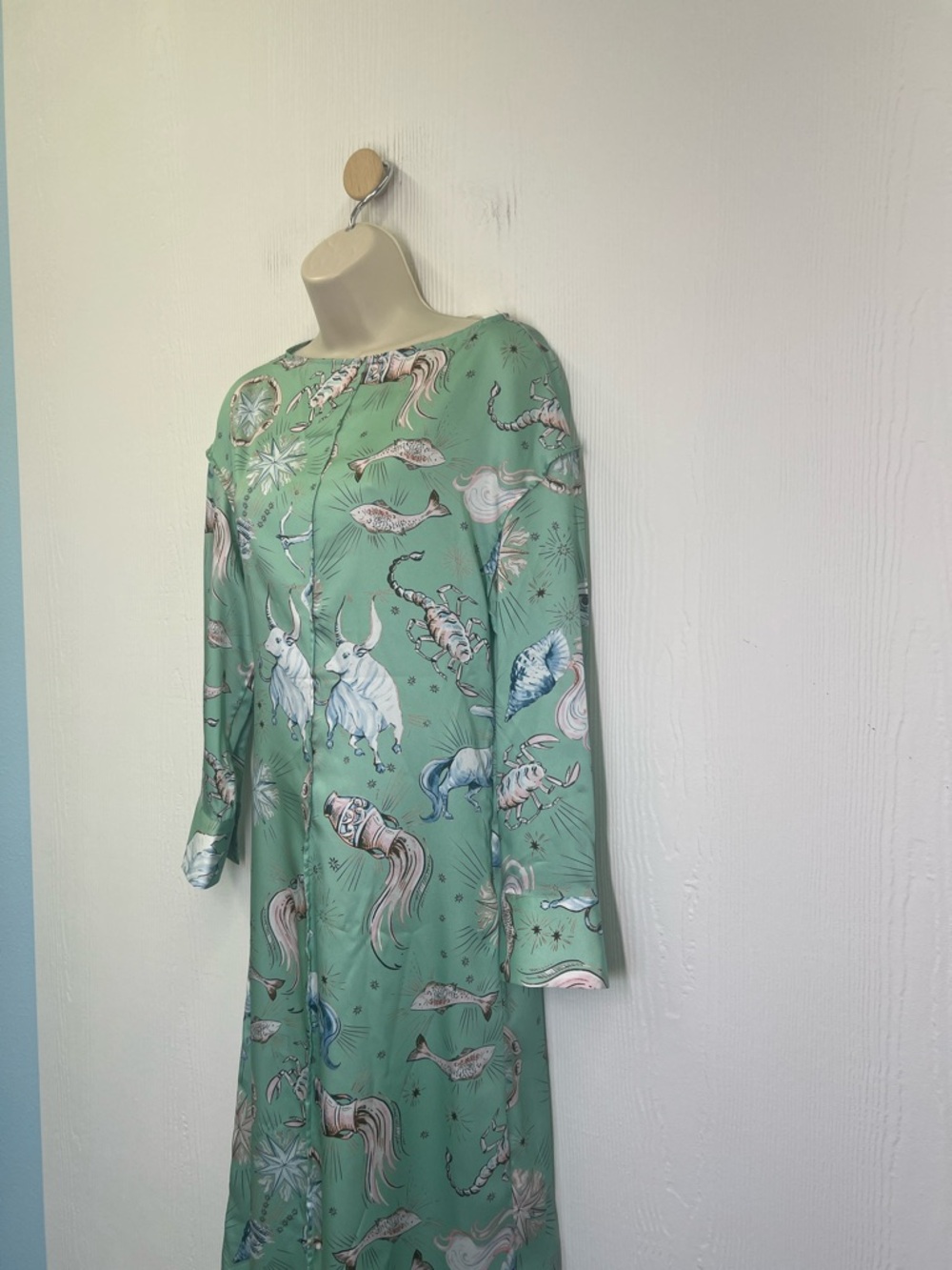 Zara - NWT Limited Edition Zodiac Mint Green Long Sleeve Midi Dress Size XS - Picture 5 of 12